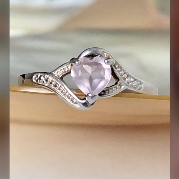 925 Sterling silver and rose quartz ring - Picture 1 of 3
